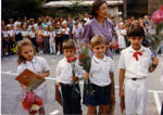 My first school day at the Russian Embassy School in Sofia. I am second from the left to right!